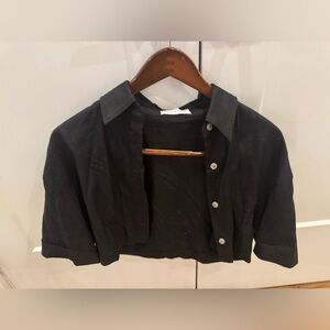 All Things golden black linen Women's crop Top